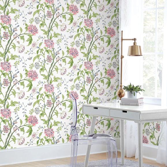 Обои York BL1785 Teahouse Floral White/Blush