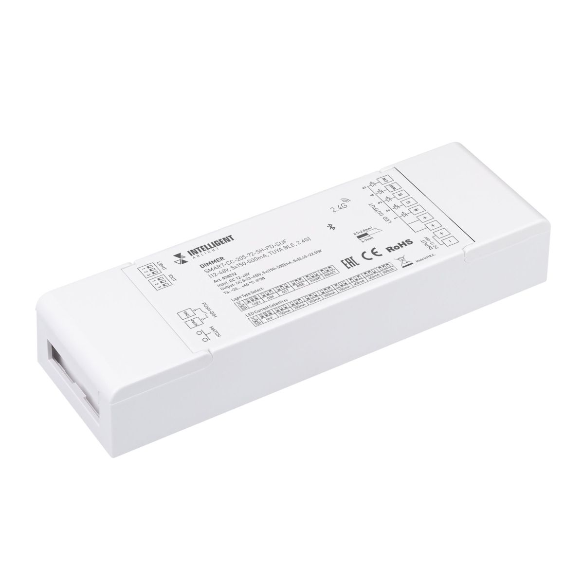 Диммер Arlight SMART-CC-205-72-SH-PD-SUF (12-48V, 5x150-500mA, TUYA BLE, 2.4G) 038212