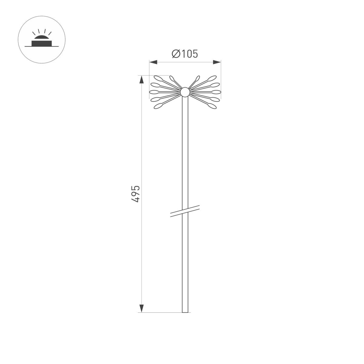Ландшафтный светильник Arlight KT-DANDEL-BOLL-H495-0.5W Warm3000 (WH, 24 deg, 24V) 050678