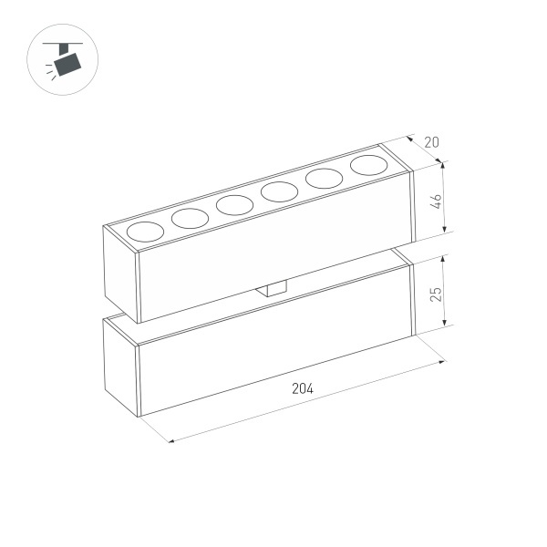 Трековый светильник Arlight Mag-Dots-FOLD-25-S200-6W Warm3000 034217
