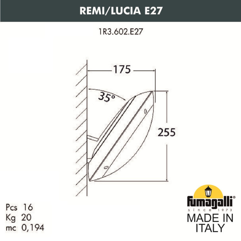 Уличный настенный светильник Fumagalli 1R3.602.000.LYE27
