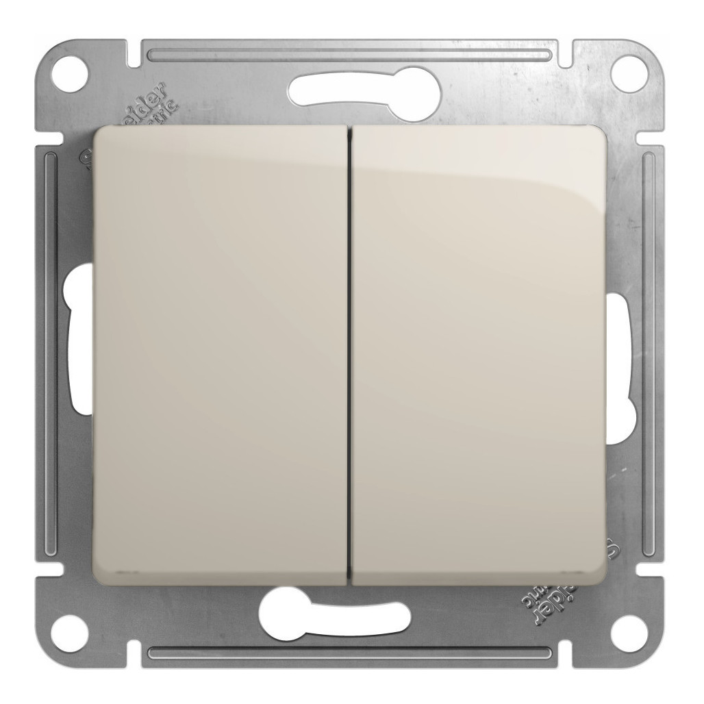 Переключатель 2-клавишный, сх.6,10AX Systeme Electric Glossa Молочный GSL000965