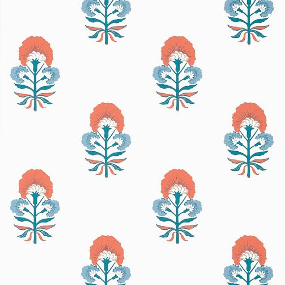 Обои Thibaut T16213 Tybee Bud French Blue and Coral