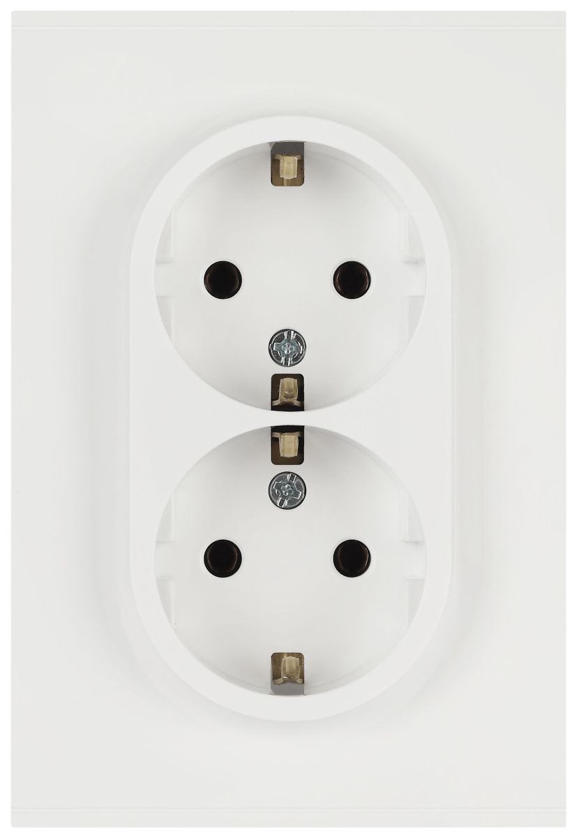 Розетка Эра Arktik 16-2105-08 двойная с заземлением 2X2P+E Schuko со шторками 16А-250В белый матовый Б0070461