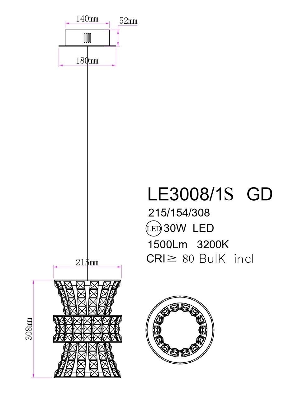 Подвесной светильник Aurelie LE3008/1S GD