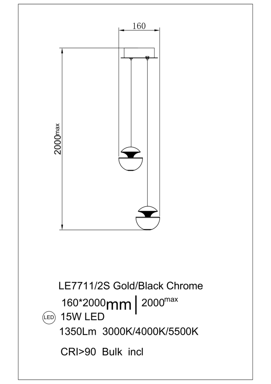 Подвесной светильник Jelly LE7711/2S Gold/Black Chrome
