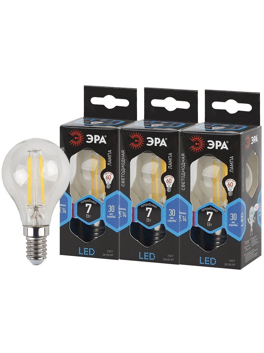 Лампа светодиодная Эра E14 7W 4000K F-LED P45-7W-840-E14 Б0027947
