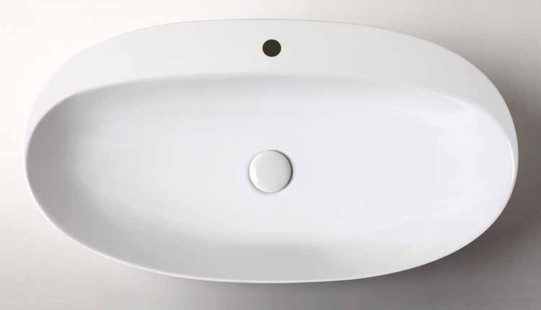 Azzurra Elegance Circle Раковина накладная, 70x42xH14 см, 1 отв., без перелива, цвет: Bianco lucido