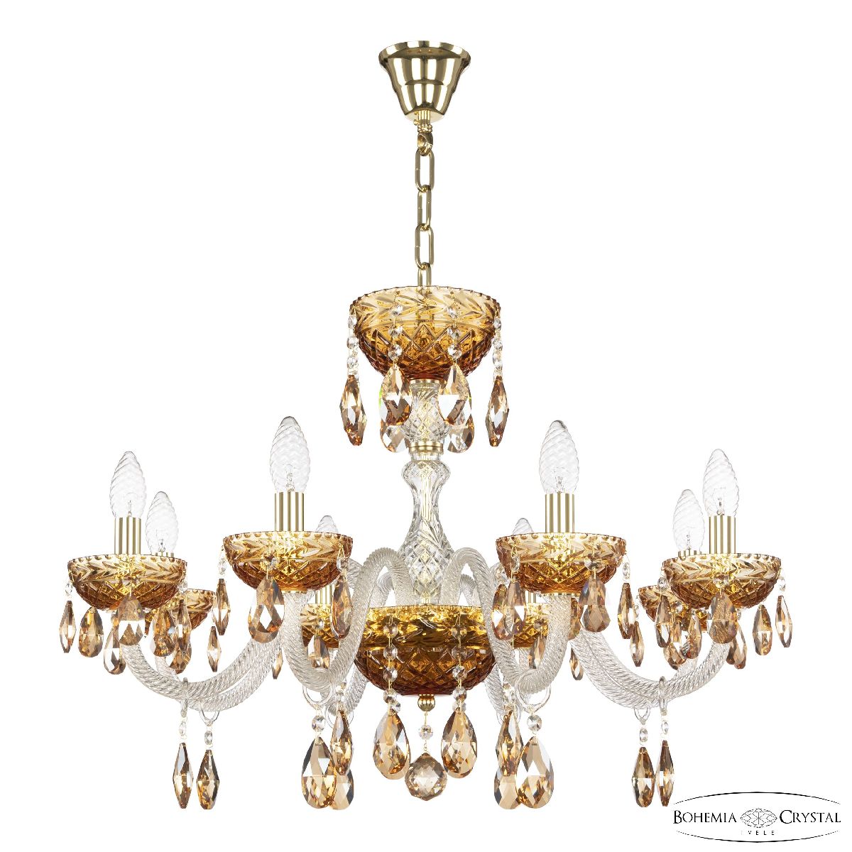 Подвесная люстра Bohemia Ivele Crystal 5417/8/240 G Amber/M-1F K721