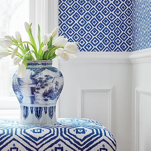 Обои Thibaut T10660 Indian Diamond Blue