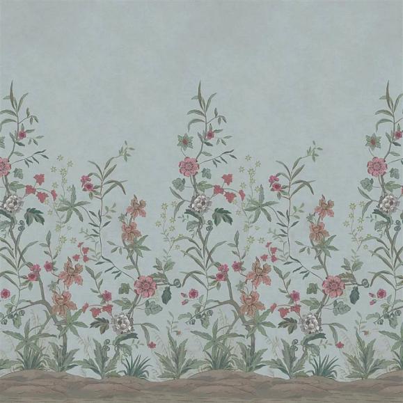 Панно John Derian PJD6014/02 Peacock Toile Scene 2 Sky Blue