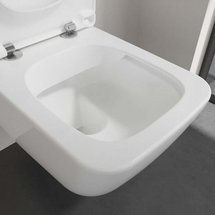 Villeroy&Boch Venticello Унитаз подвесной 37.5х56х33см., безободковый, в комплекте сиденье SlimSeat Line c микролифтом, CeramicPlus, цвет: альпийский белый
