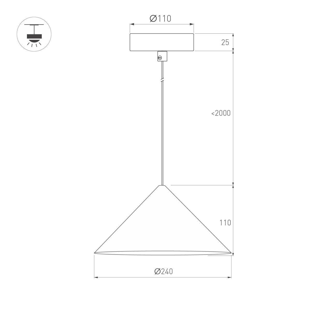 Подвесной светильник Arlight SP-MAKOTO-R240-10W Warm2700 (WH, 36 deg, 230V, TRIAC) 057210