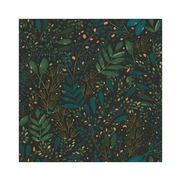 Обои Caselio 101697692 Green Life Joy Vert bleu or fond noir