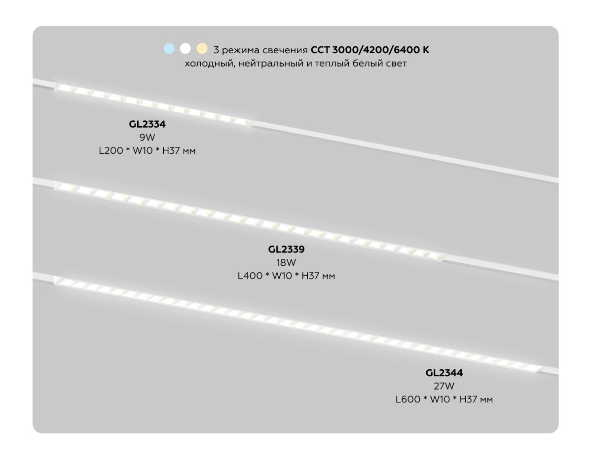 Трековый магнитный светильник с переключателем цв. темп. Ambrella Light GL2344