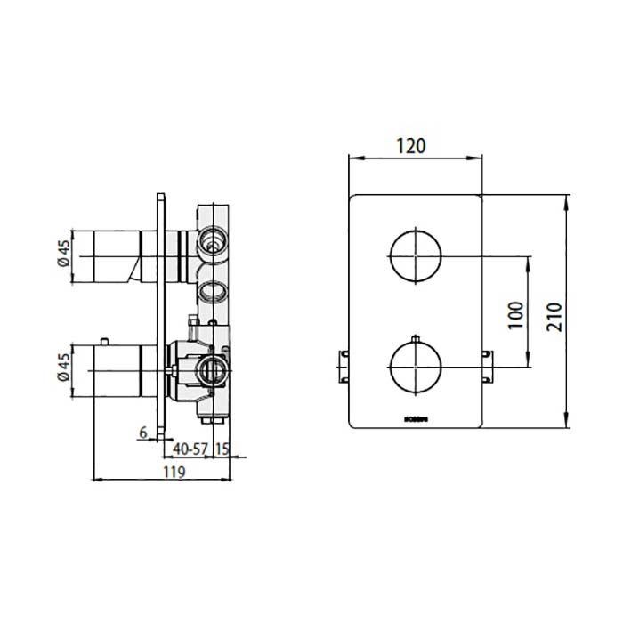 Bossini Inox Термостат для душа, встраиваемый, с девиаторм 1/2/3/4/5, цвет: глянцевая сталь