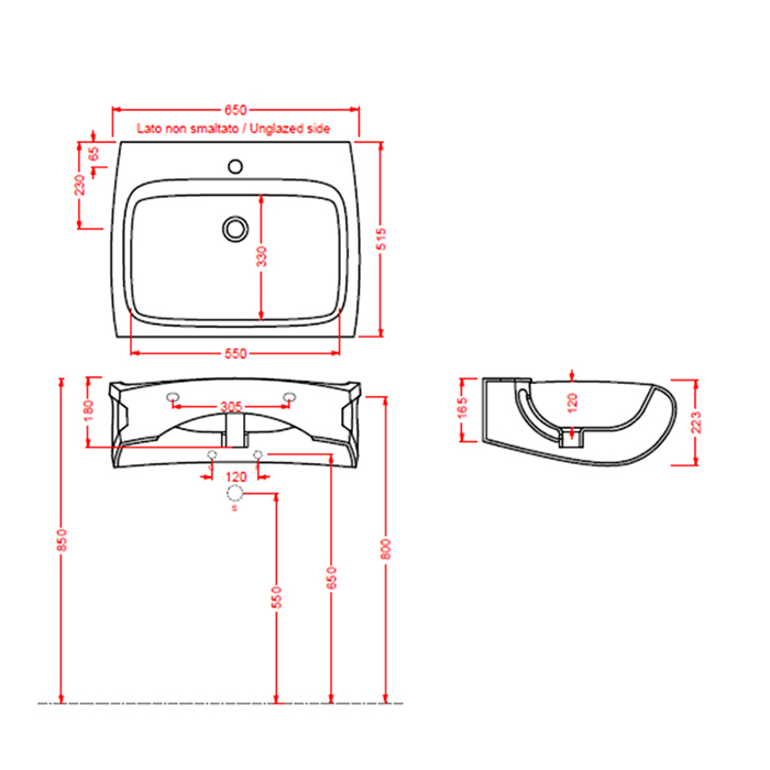 Artceram/Hidra HI-LINE Раковина 65х50 см, 1 отв., подвесная, цвет: белый