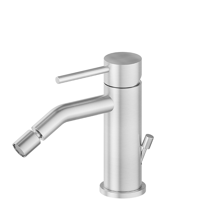 Newform X-STEEL 316 Смеситель для биде на 1 отв., с донным клапаном, излив 13.4см.,цвет: нержавеющая сталь