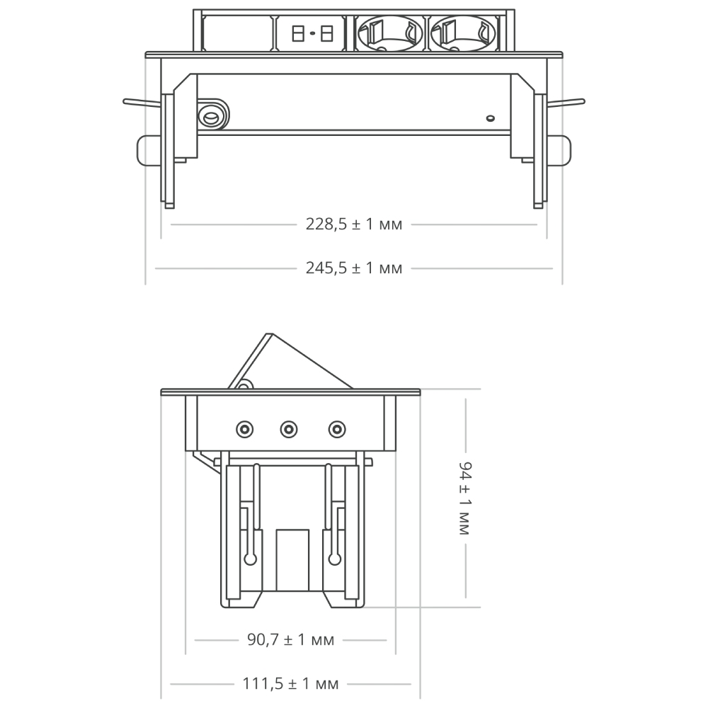 Блок розеток 47 (2 секции и 2 USB) Mebax 00-00000830