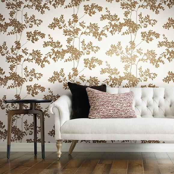 Обои York BL1806 Lunaria Silhouette White/Gold