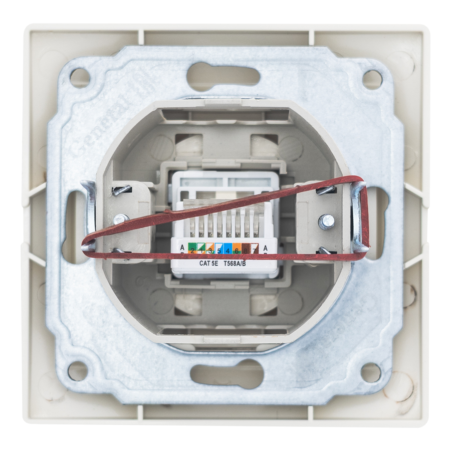 Розетка компьютерная RJ45 скрытой установки IP20,слоновая кость "Дельта" General 477280