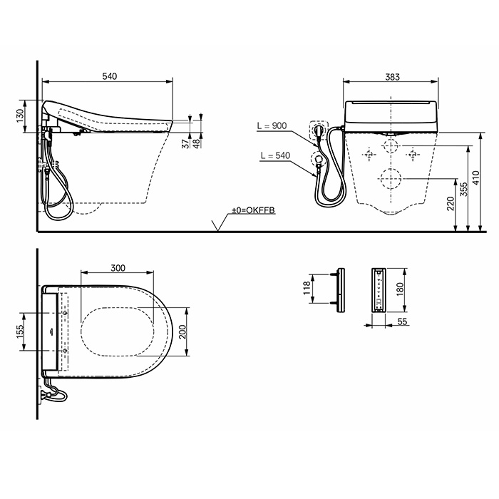 TOTO WASHLET RG Lite Сиденье-вошлет 38.3х50х13cм., с пультом д/у, для унитазов CW553Y/552RY/762Y/761Y, цвет: белый