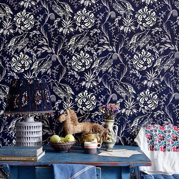 Обои Mind the gap WP30016 Folk Embroidery Indigo