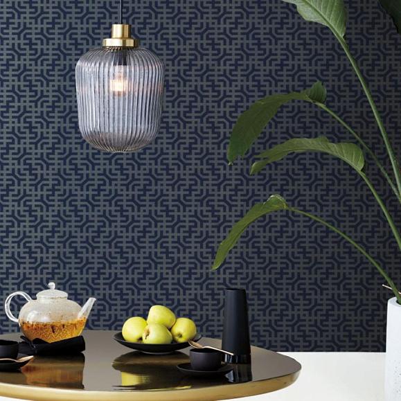 Обои York 5800 Dynastic Lattice Navy/Silver