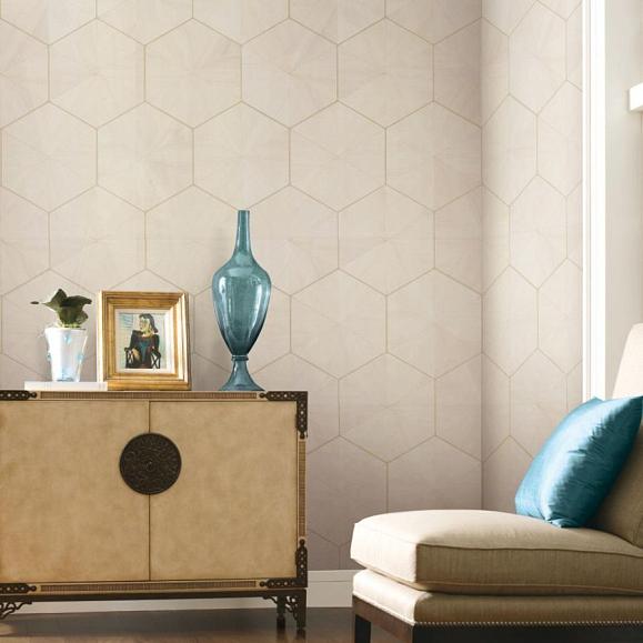 Обои York HO2101 Hexagram Wood Veneer Ivory