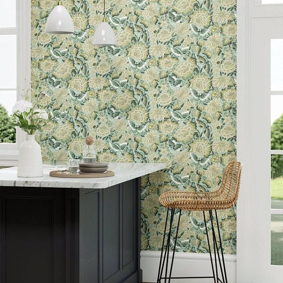 Обои Sanderson 217118 Amara Butterfly Bamboo/ Fountain Green