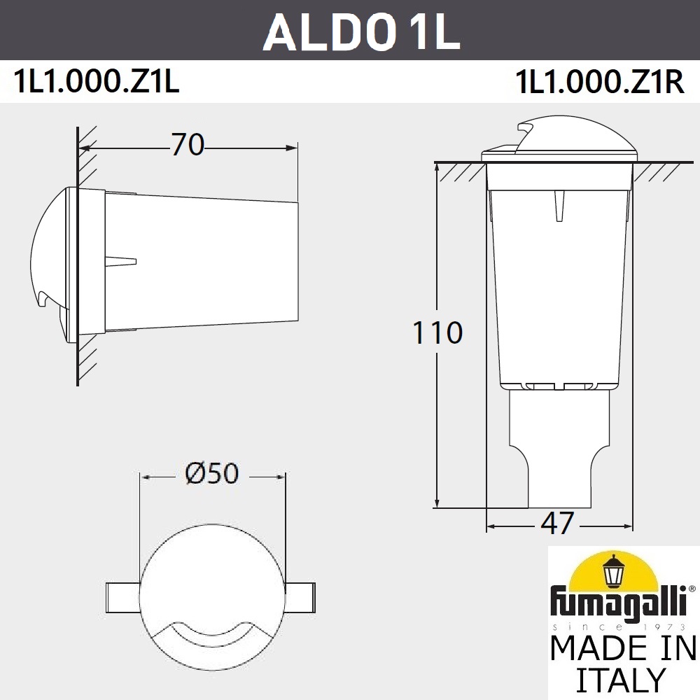 Грунтовый светильник Fumagalli Aldo 1L1.000.000.LXZ1L