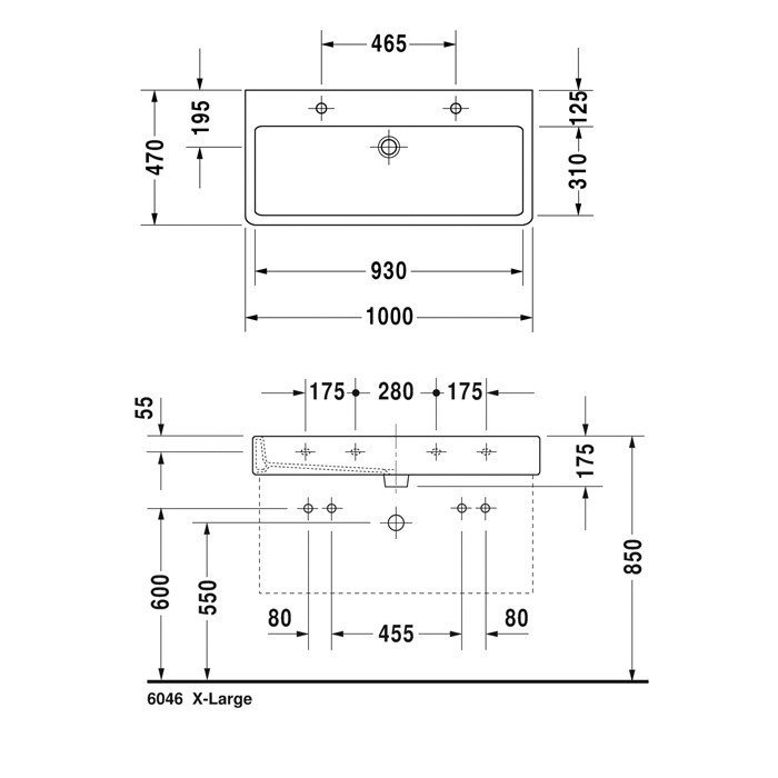 Duravit Vero Раковина подвесная, 100х47см., с 2 отв., c переливом, цвет: белый