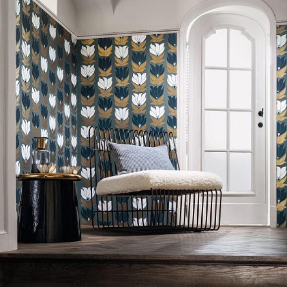 Обои Casamance 75690814 Dauphine Vert de gris/doré