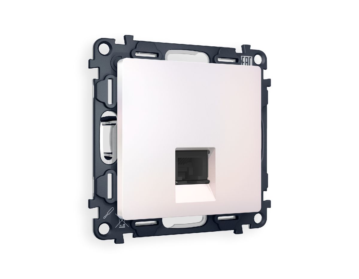 Комплект механизма компьютерной розетки RJ-45(8P8C) CAT6 со шторкой Ambrella Volt Alfa MA212010