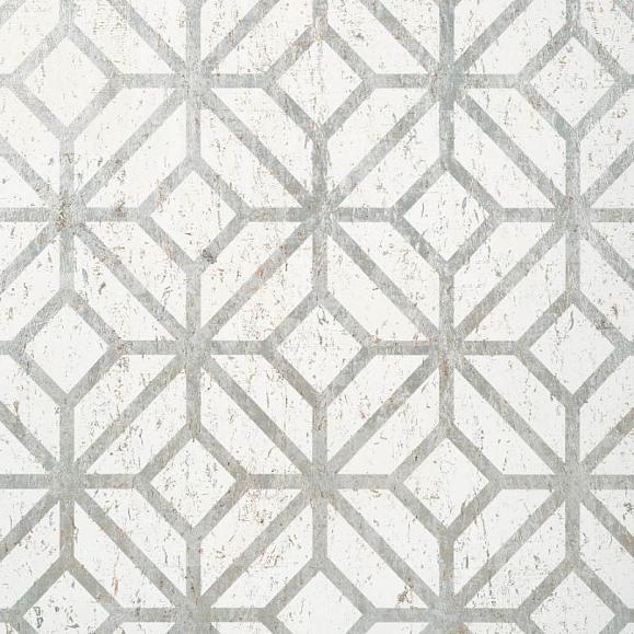 Обои Thibaut T10410 Mamora Trellis Cork White on Silver