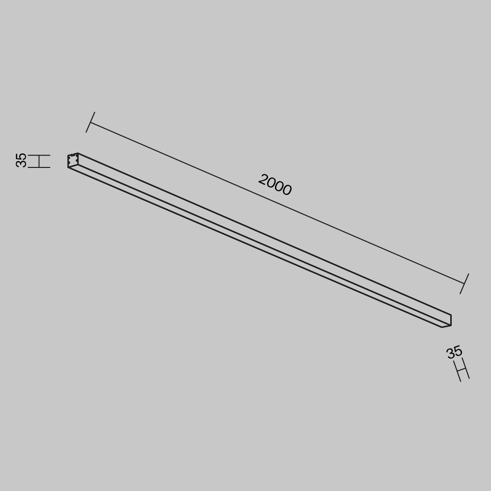 Линейный накладной светильник Maytoni Technical 3000K 35x35 (Черный, 2 м) LL311015