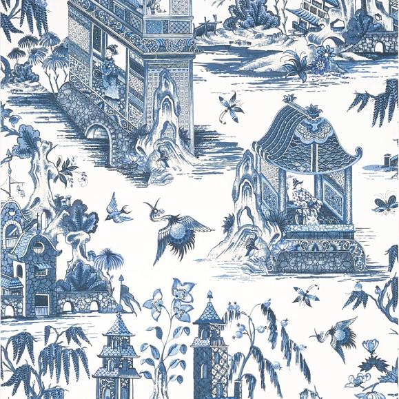 Обои Thibaut T13614 Grand Palace Blue and White