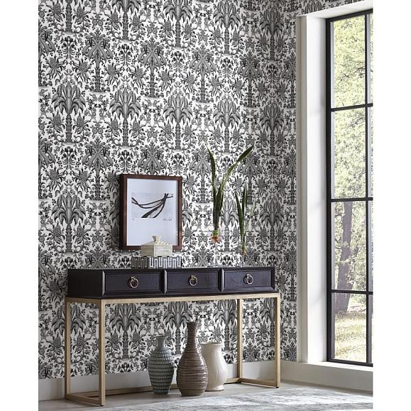 Обои York DM5014 Palmetto Palm Damask Black