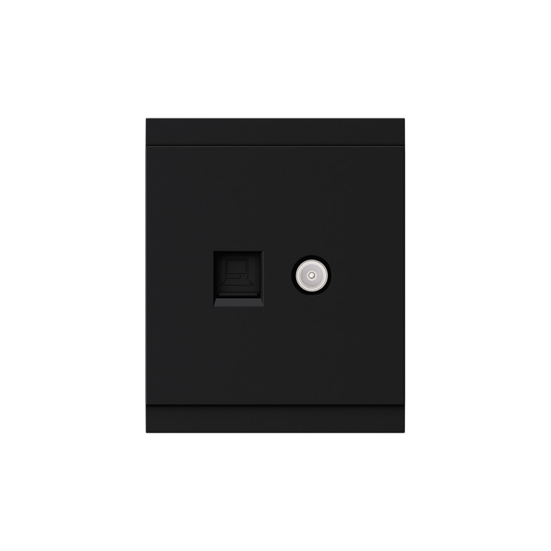 Розетка SETE компьютерная RJ45 кат6 + TV с/у антрацит IP20/IP44 KRANZ KR-79-0721-4
