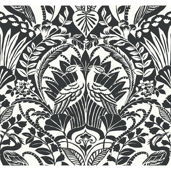 Обои York BW3931 Egret Damask Black/White