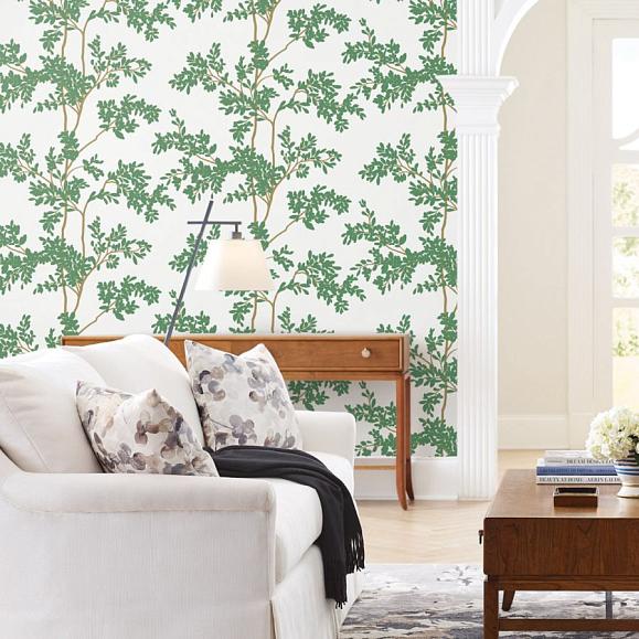 Обои York BL1801 Lunaria Silhouette White/Green