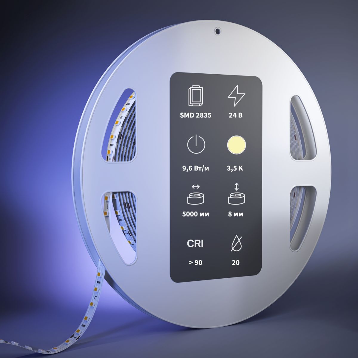 Светодиодная лента Maytoni Led Strip 24В 2835 9,6Вт/м 3500К 5м IP 20 201329