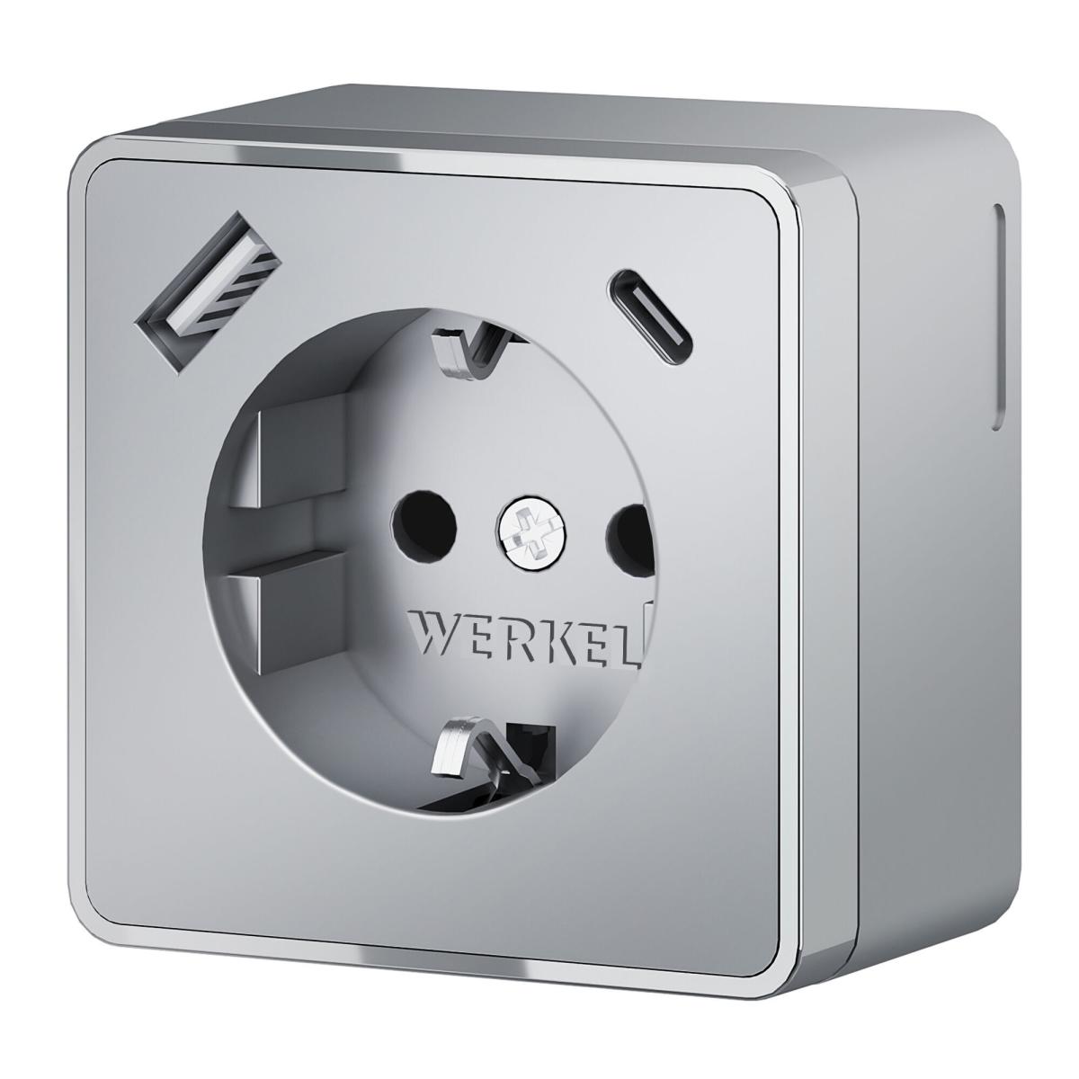 Розетка с заземлением, шторками и USB тип A+C Werkel Gallant W5071706 4690389179624 a057701