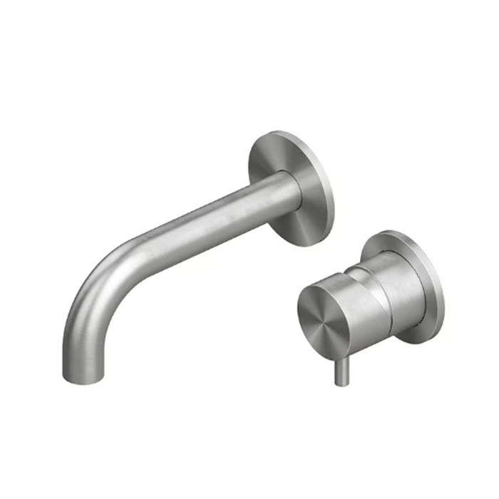 QuadroDesign Source Смеситель для раковины, настенный, цвет: Brushed Stainless Steel