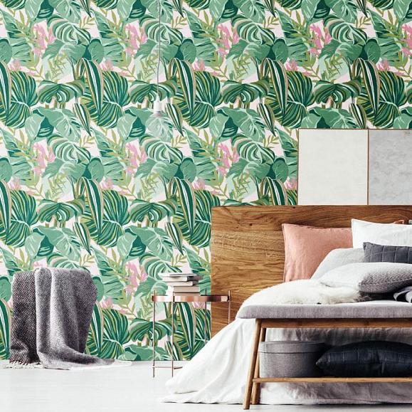 Панно Mind the gap WP20367 Tropical Foliage Green/Pink