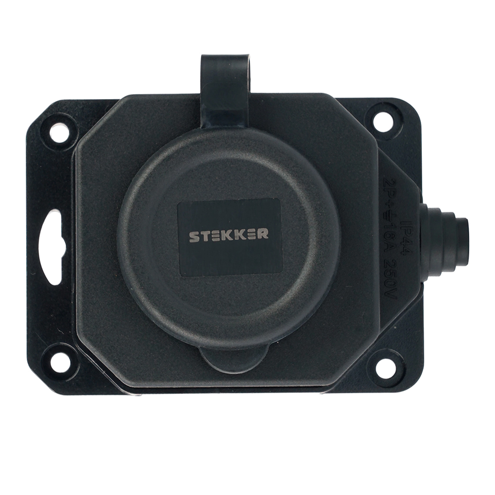 Розетка переносная 1-местная c/з Stekker RST16-1-44 250В 16А IP44 черный 50804