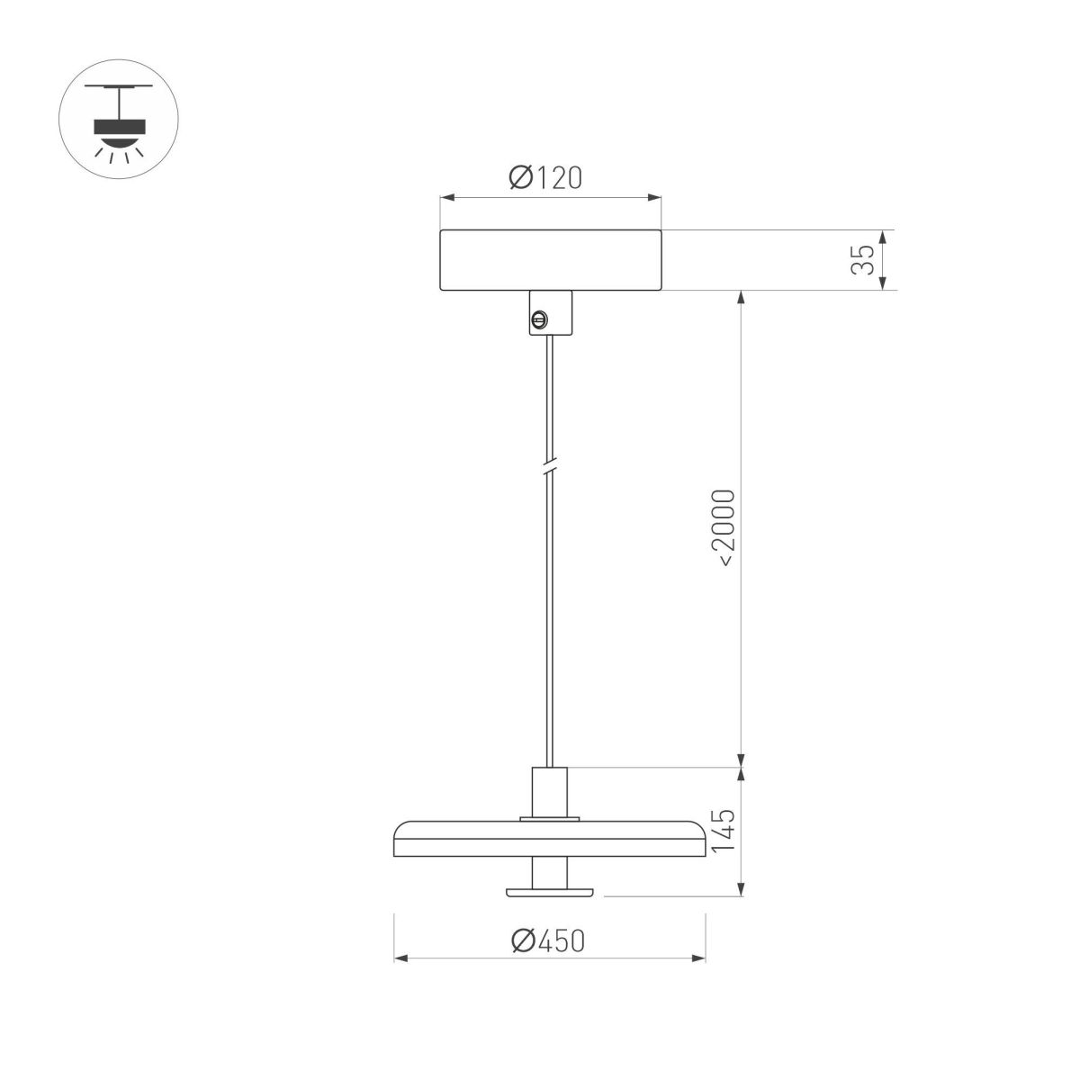Подвесной светильник Arlight SP-KOTARO-R450-12W Warm2700 (BG-BG, 36 deg, 230V, TRIAC) 057226