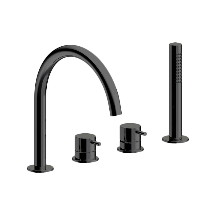 Almar Mixers Смеситель на борт ванны на 4 отверстия с ручной лейкой, цвет: Gun Metal Brushed PVD
