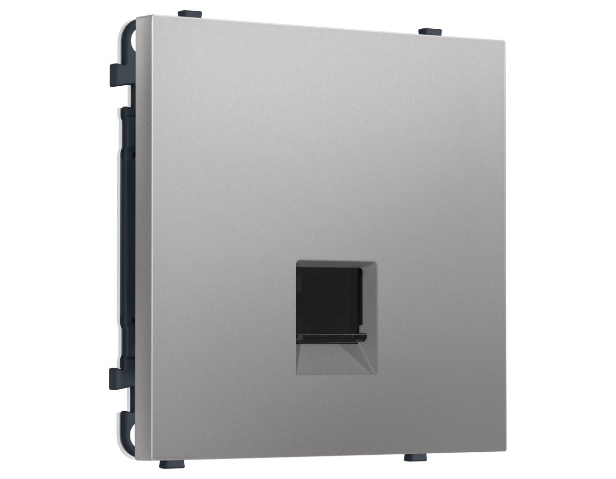 Комплект механизма телефонной розетки SIGMA Сталь матовый RJ-11 Ambrella Volt MS512030 (SP5120, PR190)