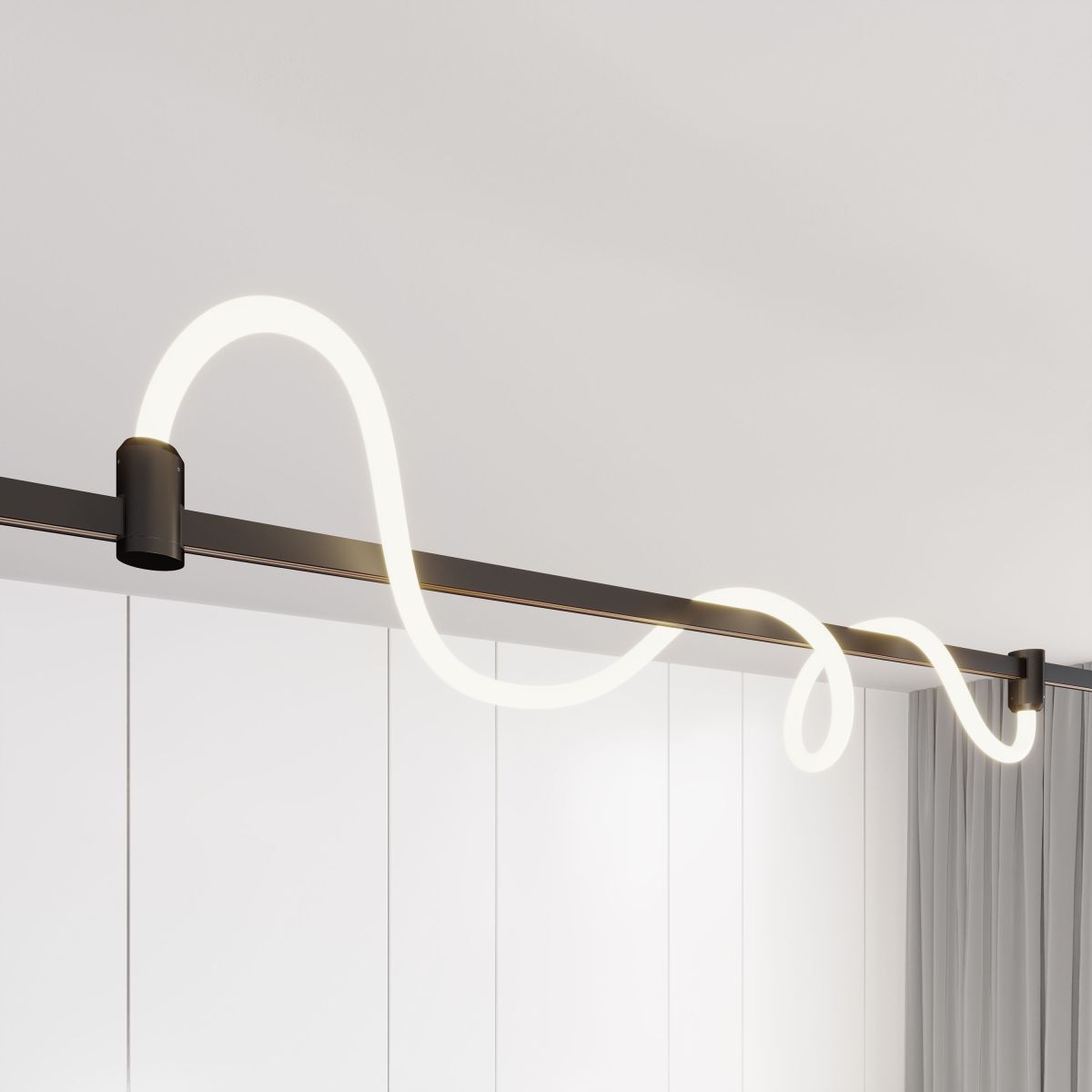 Трековый светильник Arlight ART-APRIORI-TUBE-ELASTIC-R38-L5000-60W Warm3000 (Черный, 360 deg, 48V) (IP20 Металл) 049277(1)